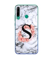 Mermer Çiçekli Harf Tasarım Süper Şeffaf Silikon Telefon Kılıfı Huawei P40 Lite 