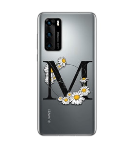 Papatya Harf Tasarım Süper Şeffaf Silikon Telefon Kılıfı Huawei P40 M-Harfi