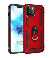 Microsonic Apple iPhone 12 Pro Kılıf Military Ring Holder Kırmızı