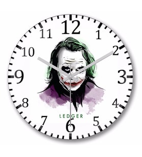 Joker  Ledger Duvar Saati Bombeli Gercek Cam