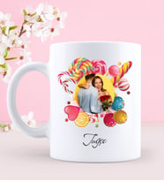 BK Gift Kişiye Özel Şeker Tasarımlı İsimli Fotoğraflı Beyaz Kupa Bardak