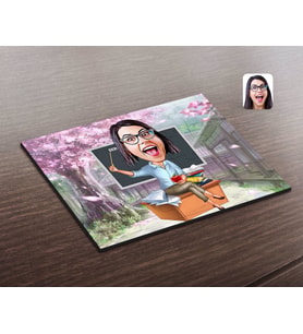BK Gift Kişiye Özel Kadın Öğretmen Karikatürlü Ahşap Puzzle-2