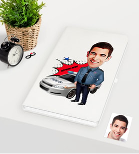 BK Gift Kişiye Özel Bay Trafik Polisi Karikatürlü Beyaz Defter - 2
