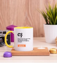 Eş Kelime Anlamı Ahşap Altlıklı Mumlu Sarı Kupa Bardak