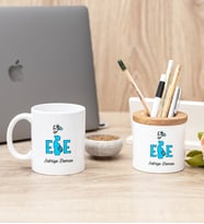 Ebe Beyaz Kupa Bardak Ve Kalemlik Seti