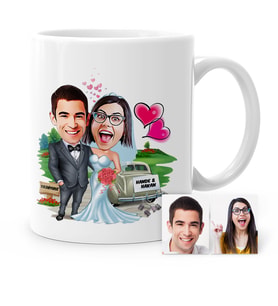 BK Gift Kişiye Özel Evleniyoruz Karikatür Beyaz Kupa Bardak  1