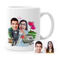 BK Gift Kişiye Özel Evleniyoruz Karikatür Beyaz Kupa Bardak  1