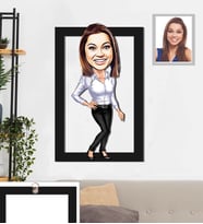 Kişiye Özel Patron Karikatürlü 3D Ahşap Tablo 30x47 Bayan-19