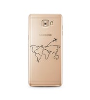 Çizgi Harita Tasarımlı Süper Şeffaf Silikon Telefon Kılıfı Samsung C9 Pro