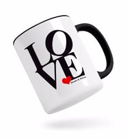 BK Gift Kişiye Özel Love Tasarımlı Siyah Kupa Bardak-1