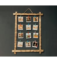 Kişiye Özel 12 Fotoğraflı İpli Ahşap Fotoğraf Çerçevesi LEDSİZ