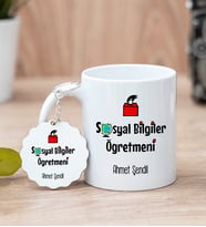 Sosyal Bilgiler Öğretmeni Beyaz Kupa Bardak Ve Anahtarlık Set