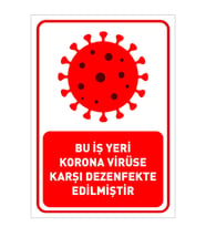New Jargon - Bu İşyeri Korona Virüse Karşı Dezenfekte Edilmiştir Yazısı DEKOTE MALZEME 25x35cm SYL28