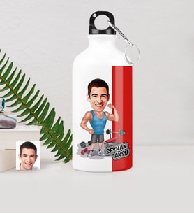 BK Gift Kişiye Özel Bay Sporcu Karikatürlü Metal Suluk 500 Ml