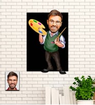 Kişiye Özel Ressam Temalı Karikatür Ahşap Tablo