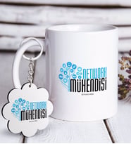 BK Gift Kişiye Özel Mesleki Network Mühendisi Beyaz Kupa ve Anahtarlık Hediye Seti (Model 1)