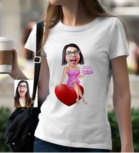 BK Gift Kişiye Özel Bayan Doğum Günü Karikatür Beyaz Tişört  1
