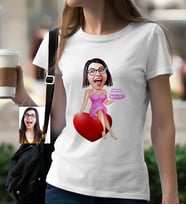 BK Gift Kişiye Özel Bayan Doğum Günü Karikatür Beyaz Tişört  1