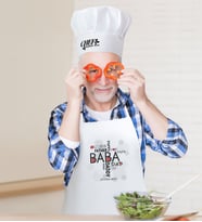 BK Gift Kişiye Özel Baba Erkek Mutfak Önlüğü ve Aşçı Şapkası Seti (Beyaz)