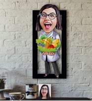 BK Gift Kişiye Özel Bayan Diyetisyen Karikatürlü 3D Ahşap Tablo-1
