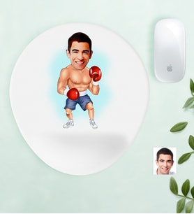 BK Gift Kişiye Özel Bay Boksör Karikatürlü Bilek Destekli Mouse Pad (Beyaz)