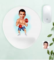 BK Gift Kişiye Özel Bay Boksör Karikatürlü Bilek Destekli Mouse Pad (Beyaz)
