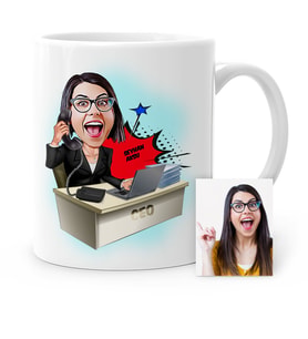 BK Gift Kişiye Özel Bayan Ceo Karikatür Beyaz Kupa Bardak  1