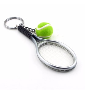 GRİ RENK TENİS RAKETİ VE TOPU  SPOR PVC ANAHTARLIK KC834