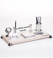 Efes Masa İsimlik Seti Yeni İş Hediyesi Deri Ofis Masa İsimliği (Bej)