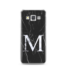 Samsung A3 (2015) Siyah Mermer Harf Tasarımlı Telefon Kılıfı M-Harfi 
