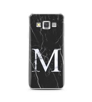Samsung A3 (2015) Siyah Mermer Harf Tasarımlı Telefon Kılıfı M-Harfi 