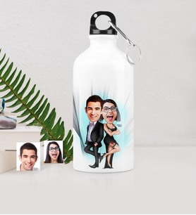 BK Gift Kişiye Özel Sevgili Çift Karikatürlü Metal Suluk 500 Ml 6