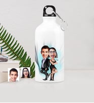 BK Gift Kişiye Özel Sevgili Çift Karikatürlü Metal Suluk 500 Ml 6