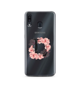 Pembe Çiçekli Harf Tasarım Süper Şeffaf Silikon Telefon Kılıfı Samsung A30 L-Har