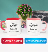 İkili Sevgiliye Hediye İsme Özel Sevgililer Günü Hediyesi Kupa Bardak Kırmızı Pembe
