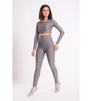 Kadın Yüksek Bel Alt Üst Füme Spor Tayt Takım
