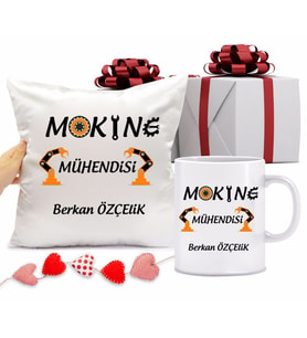 Makine Mühendisi Bardağı ve Yastığı Hediye Seti (Model 1)