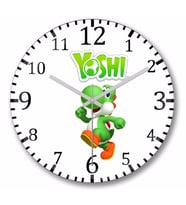 Mario Ve Yoshi Duvar Saati Bombeli Gercek Cam