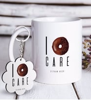 BK Gift Kişiye Özel I Don't Care Beyaz Kupa ve Anahtarlık Hediye Seti (Model 1)