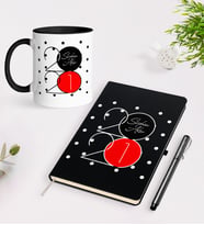 BK Gift Kişiye Özel Yılbaşı 2024 Temalı Siyah Defter Kalem Kupa Seti - 1