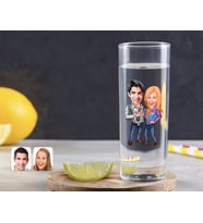 BK Gift Kişiye Özel Renkli Baskılı Sevgililer Karikatürlü Vodka Bardağı-50 (Beyaz)