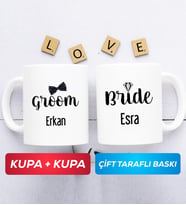 İkili Damat Kupa Bardak Beyaz