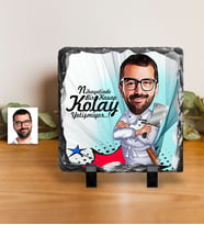 BK Gift Kişiye Özel Bay Kasap Karikatürlü Dekoratif Doğal Taş  1