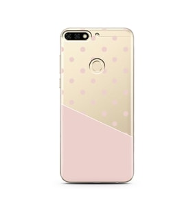 Çapraz Pembe Tasarımlı Süper Şeffaf Silikon Telefon Kılıfı Huawei Honor 7c-Y7 (2