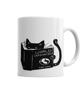 Kitap Okuyan Kedi Cats  Kupa Bardak Porselen