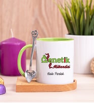 Genetik Mühendisi Ahşap Altlıklı Yeşil Kupa Bardak