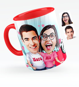 BK Gift Kişiye Özel Sevgililer Karikatürlü Kırmızı Kupa Bardak  5