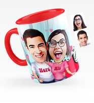 BK Gift Kişiye Özel Sevgililer Karikatürlü Kırmızı Kupa Bardak  5