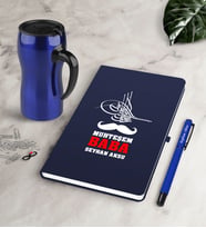 BK Gift Kişiye Özel Muhteşem Baba Lacivert Defter Kalem Termos Mug Seti (Model 1)