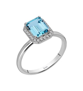 Sirius Pırlanta ve Emerald Kesim Mavi Topaz Yüzük 0731R0036